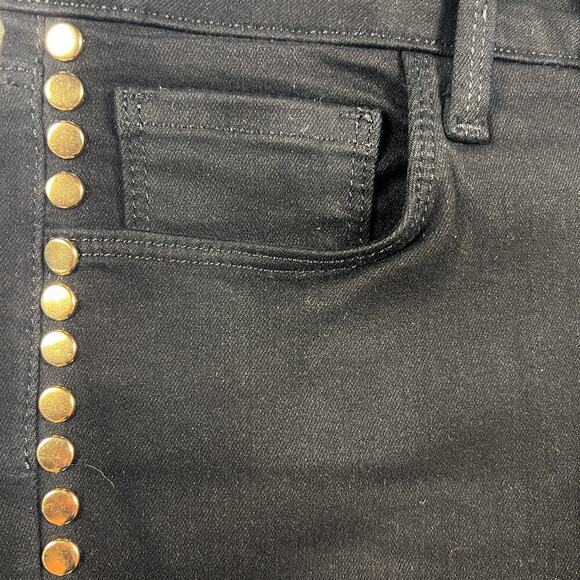 L'Agence Margot Skinny High Rise Gold Studded Stretch Jeans Noir Black Size 26 - Picture 7 of 12